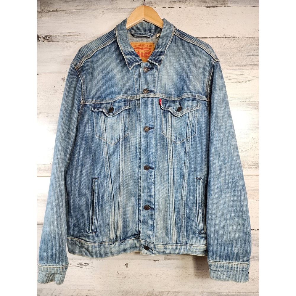 Levi's Denim Trucker Jacket Women XL Blue Corduroy Texture Cotton Trucker